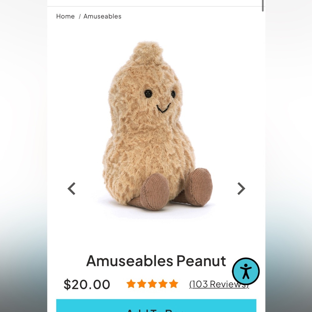 Peanut jellycat NWT